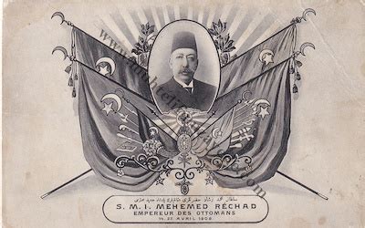 Sultan Mehmed Reşad Han Hazretleri Hanedan Armalı Kartpostal Kırık