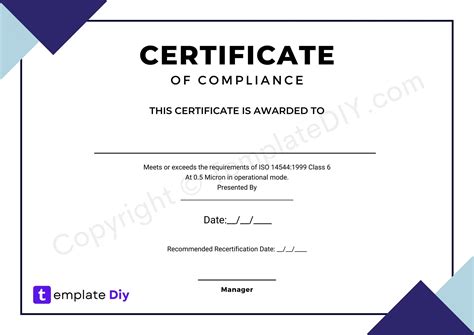 printable compliance certificate template
