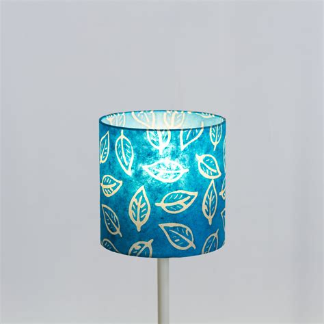 Drum Lamp Shade B125 Batik Leaf Teal 20cmd X 20cmh Imbue