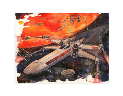 Spaceship Wall Art Watercolor Painting Print - Etsy