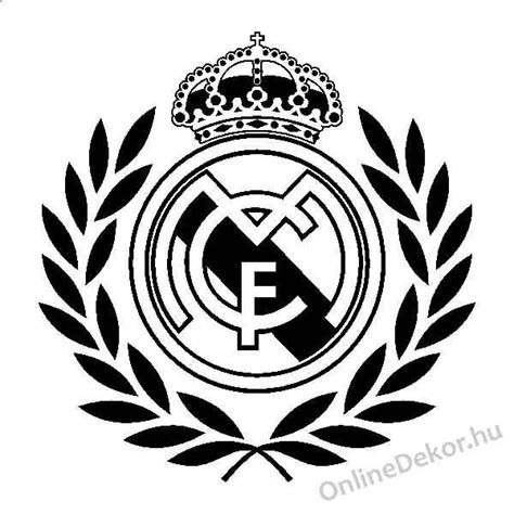 The Real Madrid Crest Is Shown In Black And White With A Crown On Top