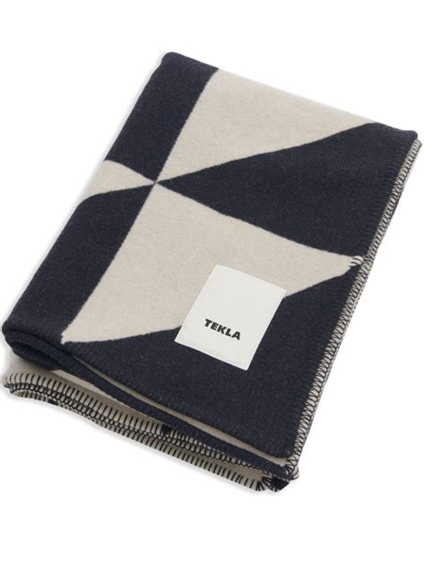 TEKLA Geometric tile-jacquard Blanket - Farfetch