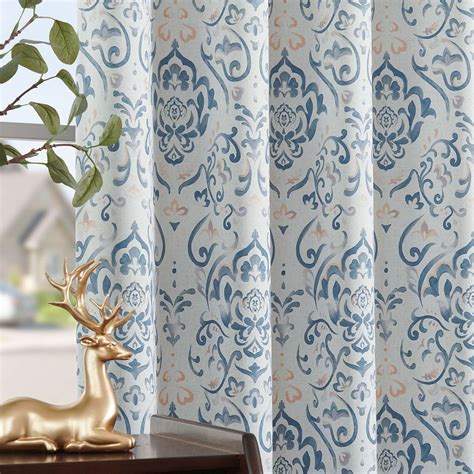 Amazon Lazzzy Blue Damask Full Blackout Curtains 96 Inches Long