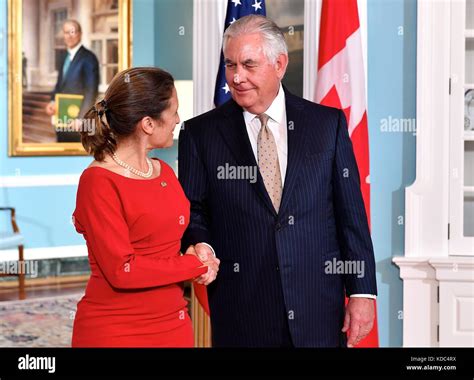 U S Secretary Of State Rex Tillerson Shakes Hands With Canadian