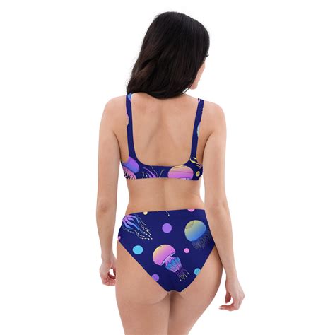 Neon Jellyfish High Waisted Bikini Sea Creatures Bikini Two Piece