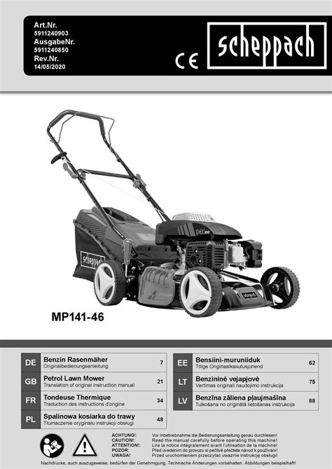 SCHEPPACH MP141 46 TRANSLATION OF ORIGINAL INSTRUCTION MANUAL Pdf