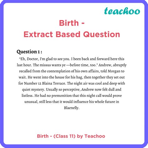 Snapshot Class Birth English Extract Based Question