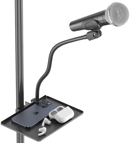 Microphone Stand Tray With Gooseneck Microphone Holder Clip On Tray