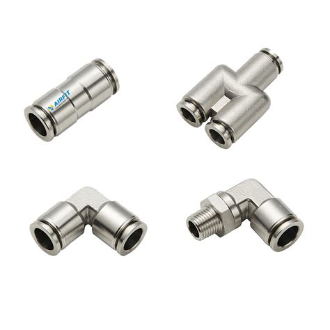 Airfit Sspc L Stainless Steel Push In Connect One Touch Pneumatic