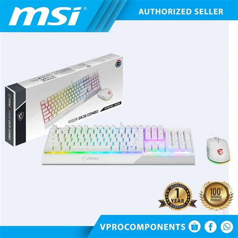 MSI Vigor GK30 White RGB Gaming Keyboard and Mouse Combo | Shopee ...