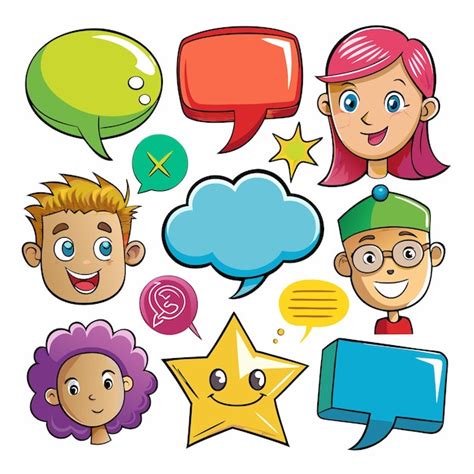 Colorful Speech Bubbles With Cartoon Faces Premium Ai Generated Vector