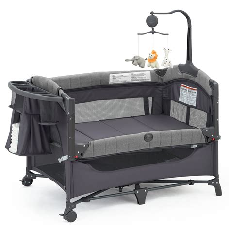 QUTANIX Baby Bassinet Bedside Bassinet Sleeper, 5-in-1 Pack and Play