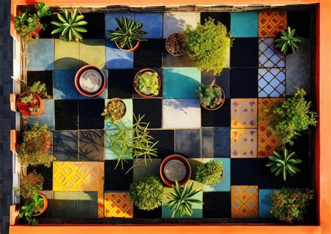 Premium Photo | A satellite view image of a rooftop herb garden ...