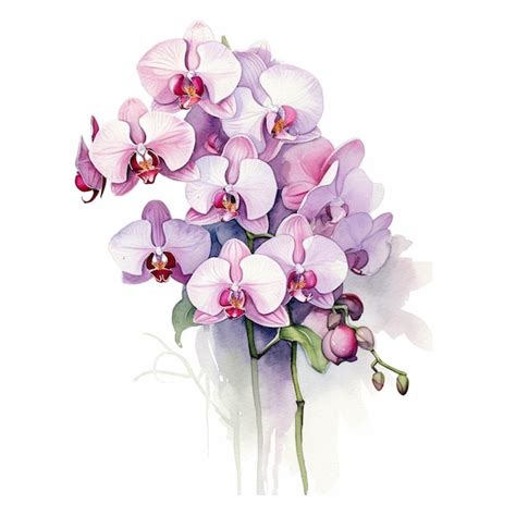 Premium AI Image | A watercolor painting of a bouquet of orchids.