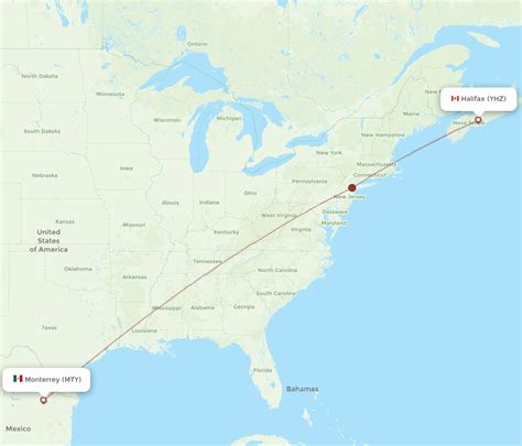 All Flight Routes From Halifax To Monterrey YHZ To MTY Flight Routes