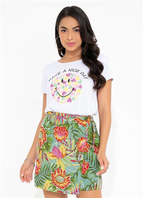 Blusa Branca Mangas Curtas Moda Pop