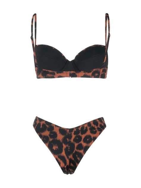 Noire Swimwear Leopard Print Bikini Black FARFETCH