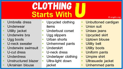 Clothing That Starts With U Men Women Brands EngDic