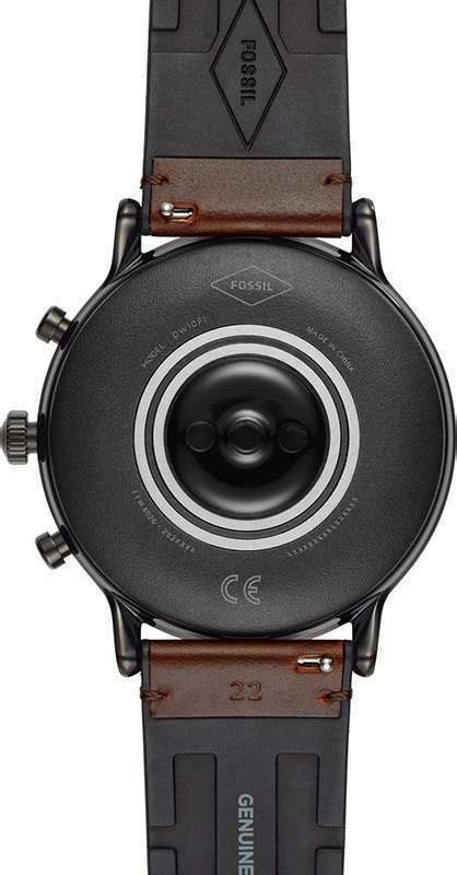 Fossil Carlyle HR Stainless Steel 44mm Smartwatch με Παλμογράφο Καφέ