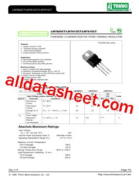 LM7805CT Datasheet(PDF) - Thinki Semiconductor Co., Ltd.