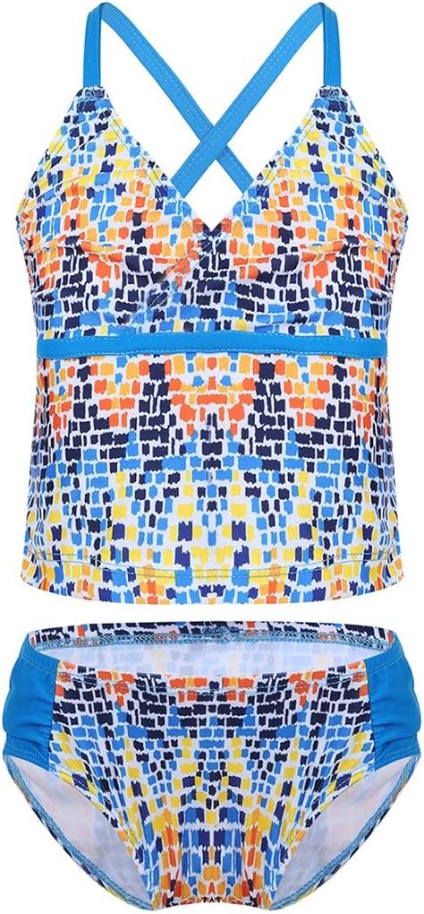 iiniim iiniim Mädchen Tankini Bikini Set Zweiteiler Bikini Tops mit Badehose Kinder Sommer