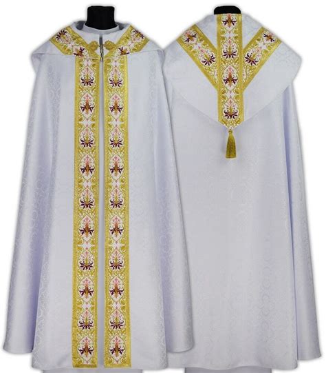 White Semi Gothic Cope With Stole KY637 B25p Vestment Capa Pluvial