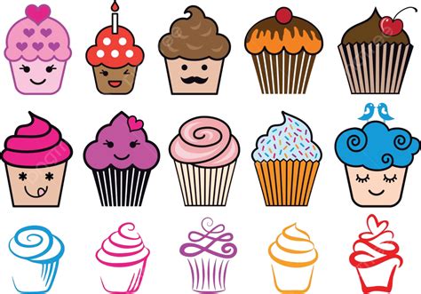 Cute Cupcake Designsvector Set Color Clipart Sweet Vector Color