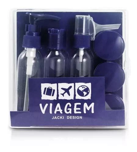 Kit Frascos Para Viagem Organize Produtos Em Pe As Pr Tica Cor Azul