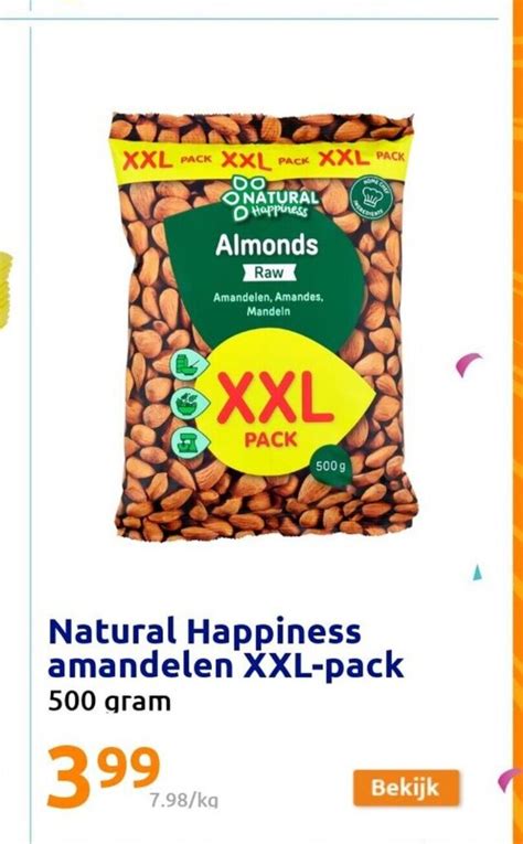 Natural Happiness Amandelen Xxl Pack 500 Gram Aanbieding Bij Action