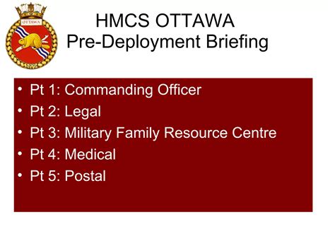 HMCS OTTAWA Pre-Deployment Briefing 2011 | PPT