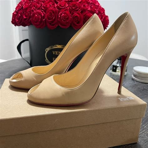 Christian Louboutin Shoes Christian Louboutin Troulili Nude Nappa Leather Peep Toe Pumps