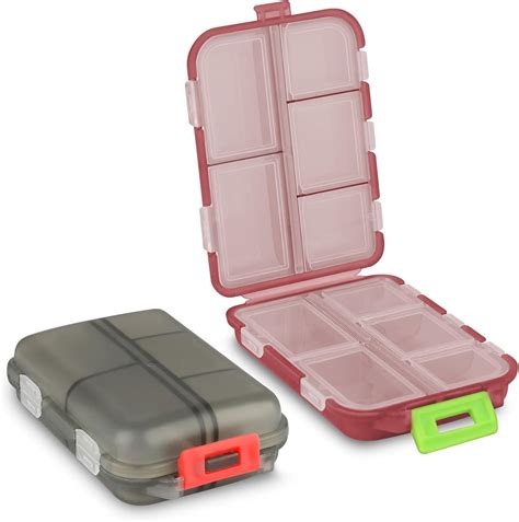 2 Pack Travel Pill Organizer 10 Compartments for Different Medicines