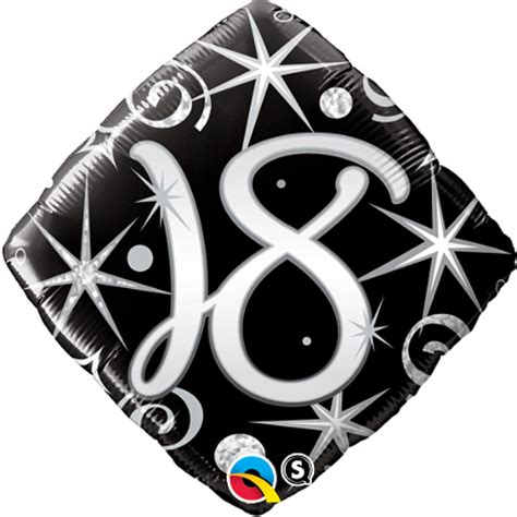 Folienballon Zahl - 18 - Elegant (Schwarz) Ø 45 cm - Qualatex