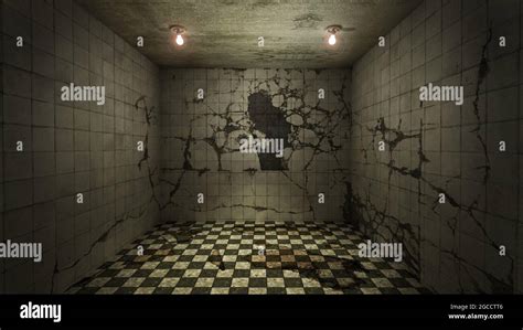 The interior design of horror and creepy damage empty room., 3D rendering Stock Photo - Alamy