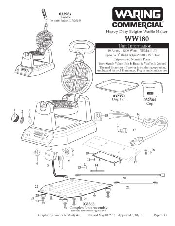 Waring WW180X Single Belgian Waffle Maker Parts Diagram | Manualzz