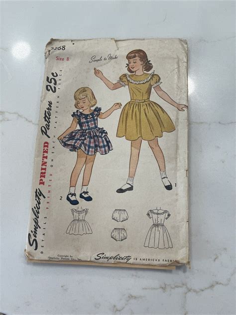 Vntg Simplicity Pattern Girls Dress Size Uncut Ebay