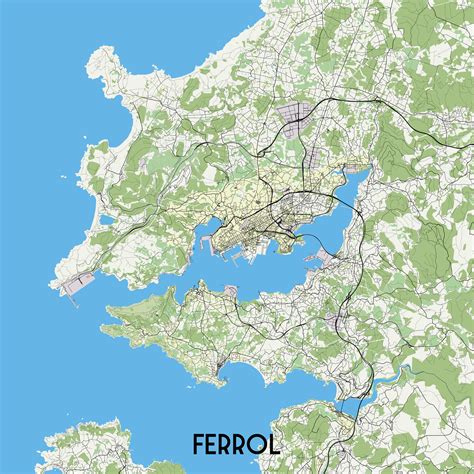 Ferrol Spain map poster art 44849713 Vector Art at Vecteezy
