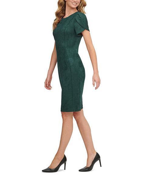 Calvin Klein Petite Faux Suede Tulip Sleeve Sheath Dress Macys