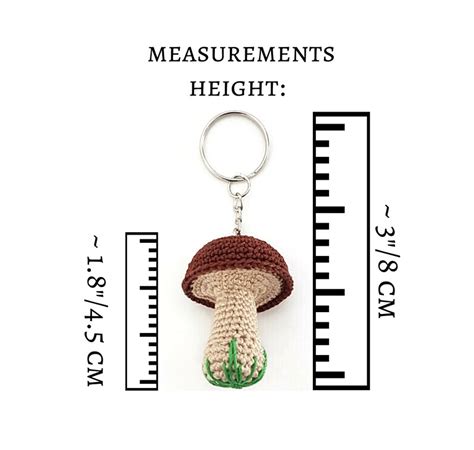 Brown Mushroom Keychain Crochet Toadstool Mushroom Keyring Etsy