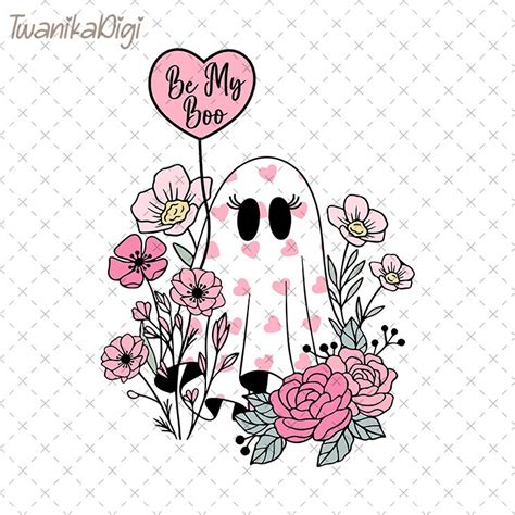 Floral Ghost Valentine Png Valentines Day Ghost Png Be My Boo Png