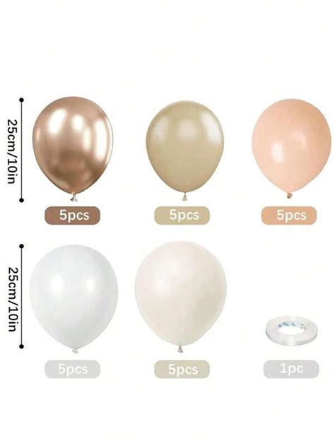White Sand Balloons Set Packs Inch Beige Boho Balloons With Metallic Chrome Champagne Nude