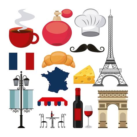 Premium Vector French Culture Set Icons