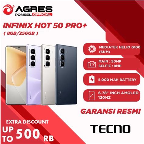 Promo Infinix Hot 50 Pro Plus 8 256GB Garansi Resmi Infinix Indonesia Grey Bundle Standar