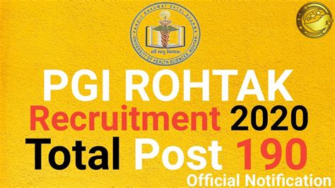 PGI Rohtak Recruitment 2020 Ll PGIMS Rohtak Vacancy 2020 Ll How To