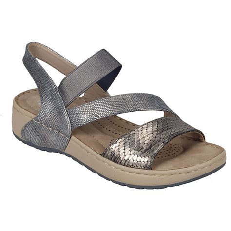 Rieker Womens V5773 90 Morelia Metallic Slip On Sandals