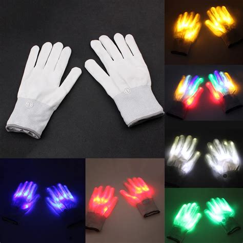 1 Pair 6 Colors LED Luminous Gloves Awesome Bar Party Fluorescent Dance DJ Magic Gloves LED ...