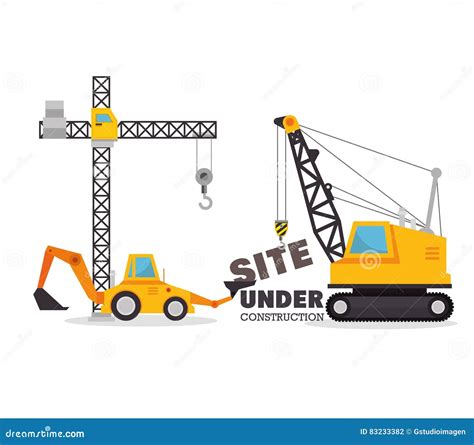 Site Under Construction Equipment Graphic Stock Illustration