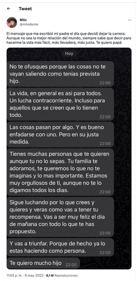 El Emotivo Mensaje De Un Padre A Su Hijo Que Decide Dejar La Carrera