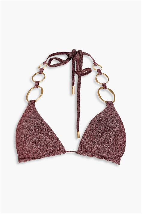 Cult Gaia Zoey Ring Embellished Metallic Triangle Bikini Top The Outnet