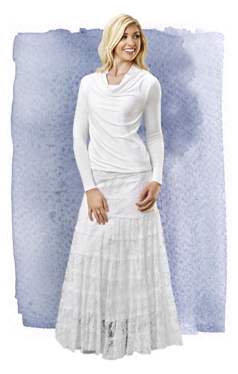 Madrid 3056 LDS Temple Dresses White Elegance Temple Dress Lds